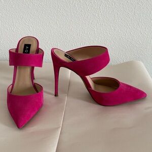 Aqua Fuchsia Suede Stiletto Heels